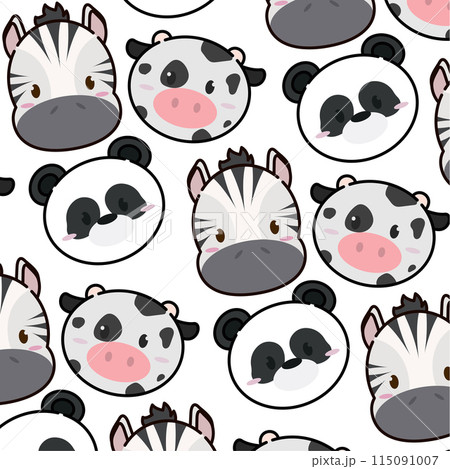 Kawaii animal emoticon pattern background Vector 115091007