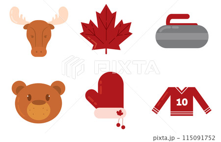 Set of colored canada icons Vector 115091752