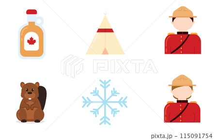 Set of colored canada icons Vector Set of colored canada icons Vector 115091754