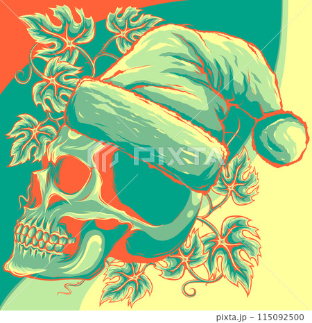 vector illustration of christmas skull wearing santa claus hat 115092500