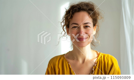 Mature old lady close up portrait. Healthy face skin care beauty, middle age skincare cosmetics, cosmetology concept 115093809