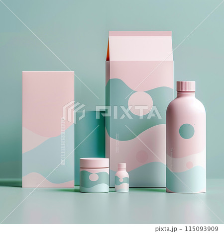 Cosmetic package mockup set. Set of containers for cosmetic products. 115093909