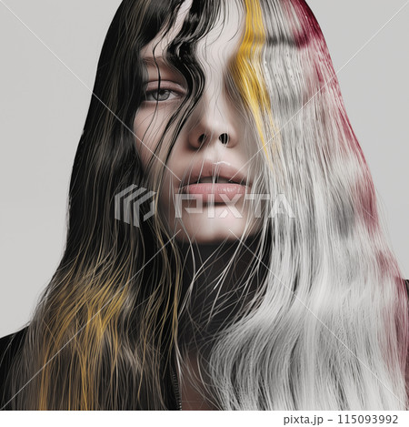 beautiful woman with long hair 115093992