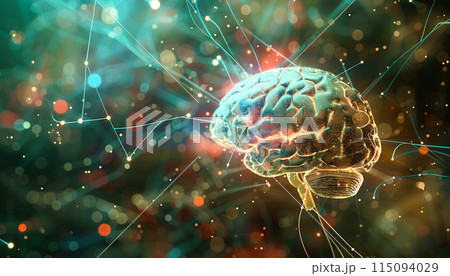 AI network of brain on business analysis, innovative and business growth development. 115094029