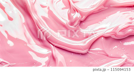 Beauty serum gel texture. Pink clear skincare cream with bubbles background. 115094153