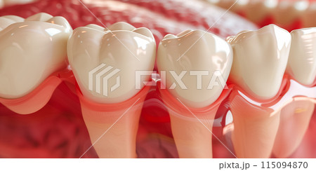 Close up of healthy teeth. Medically accurate 3D illustration of dental concept. 3D rendering. 115094870