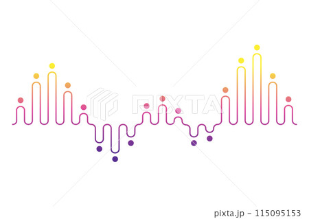 Color sound wave. Audio digital equalizer technology, musical pulse vector Illustration. Voice line waveform or volume level symbol. Curve radio wave Color sound wave. Audio digital equalizer technology, musical pulse vector Illustration. Voice line waveform or volume level symbol. Curve radio wave 115095153