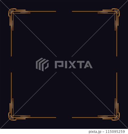 Art deco frame. Artwork graphic pattern in vintage style. Ornate wedding invitation element. Geometric vector border Art deco frame. Artwork graphic pattern in vintage style. Ornate wedding invitation element. Geometric vector border 115095259