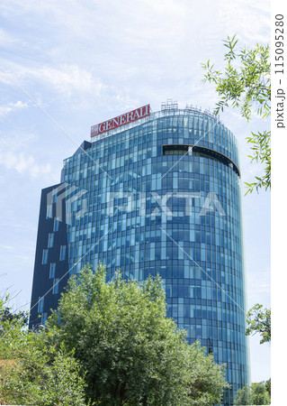 Generali logo sign above a building in Bucharest, Romania Generali logo sign above a building in Bucharest, Romania 115095280
