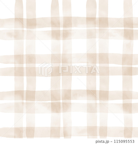 Brown Beige Plaid Gingham Check Hand Drawn...のイラスト素材 [115095553] - PIXTA
