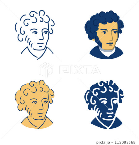 Russian poet Pushkin icon set Russian poet Pushkin icon set 115095569