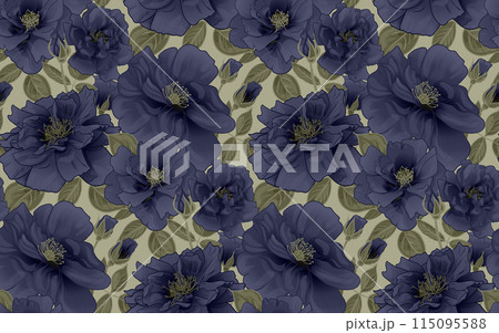 Seamless floral pattern for women with roses for surface design 115095588
