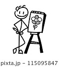 Man drawing a flower in doodle style isolated on white background 115095847