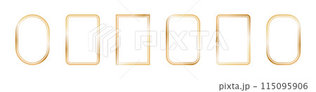 Gold frame with arch shape and border. Islamic and Arab lines for Ramadan and Ramadhan. Indian style window design. Flat vector illustration isolated on white background. 115095906