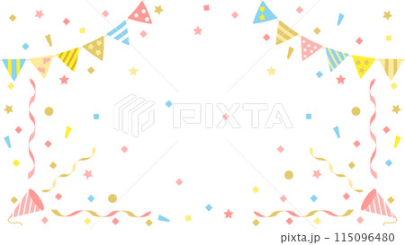 クラッカーとガーランドと紙吹雪　アスペクト比16：9バージョン 115096480