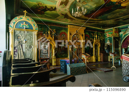 Interior of small Russian orthodox church (typical) 115096890