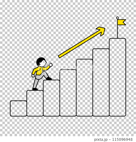 目標を細分化して達成しようとする人物のイラスト_縦 目標を細分化して達成しようとする人物のイラスト_縦 115096948