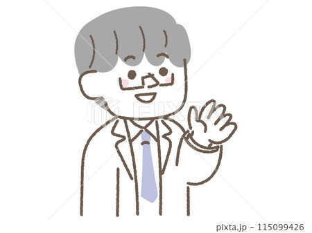 上を見ながら説明をしている医者のイラスト 115099426