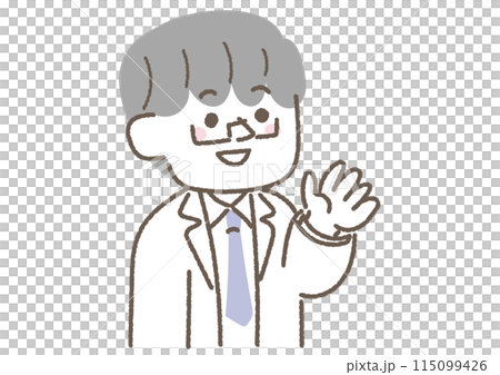 上を見ながら説明をしている医者のイラスト 115099426