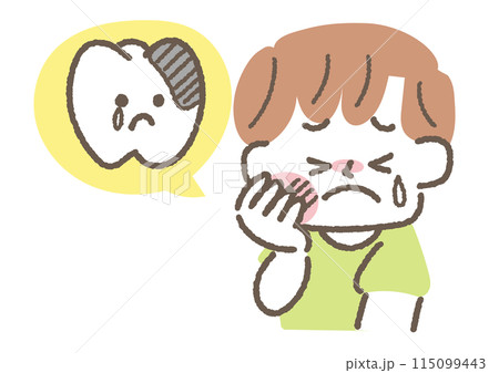 虫歯で歯が痛い男の子のイラスト 115099443