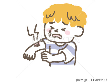 腕を怪我してしまった男の子のイラスト 115099453