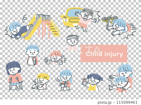 Illustration set about child injuries 115099461