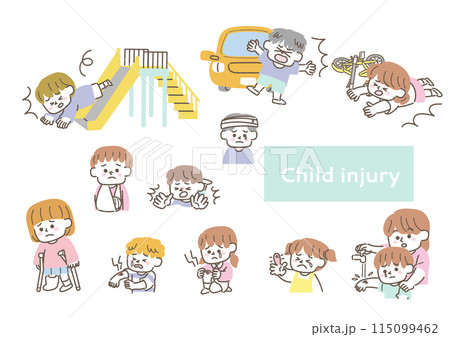 子供の怪我に関するイラストセット 子供の怪我に関するイラストセット 115099462