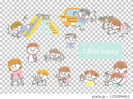 子供の怪我に関するイラストセット 子供の怪我に関するイラストセット 115099462