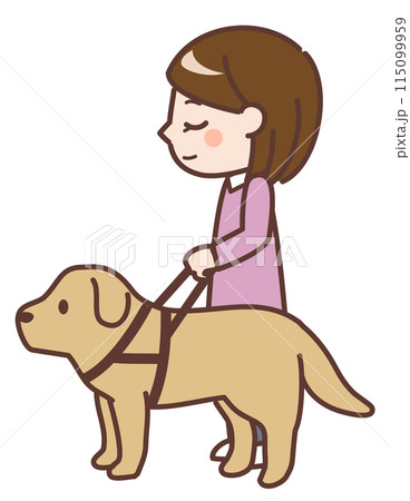 盲導犬と視覚障がい者の女性 115099959