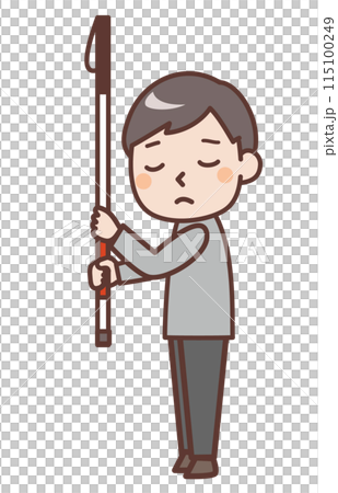 一名視力障礙男子手持白色手杖 115100249