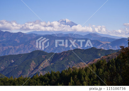 山梨県　林道豊岡梅ヶ島線のからの富士山 115100736