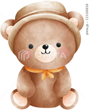 Cute bear camping watercolor illustration 115100816