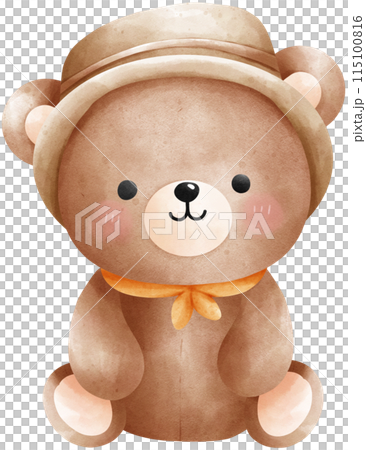 Cute bear camping watercolor illustration 115100816