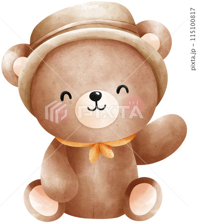 Cute bear camping watercolor illustration Cute bear camping watercolor illustration 115100817