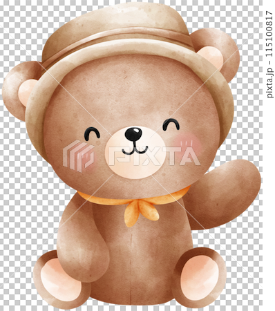 Cute bear camping watercolor illustration Cute bear camping watercolor illustration 115100817