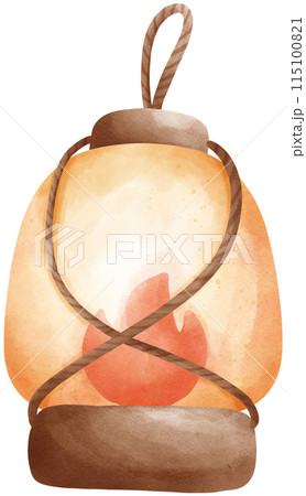 Lamp camping watercolor illustration Lamp camping watercolor illustration 115100821
