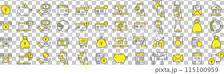 Stylish money and payment icon set 115100959