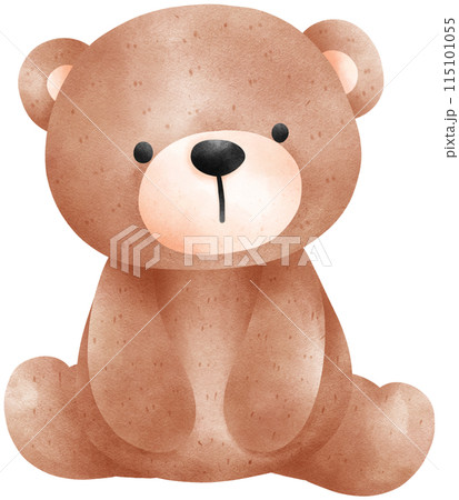 Cute teddy bear watercolor illustration 115101055