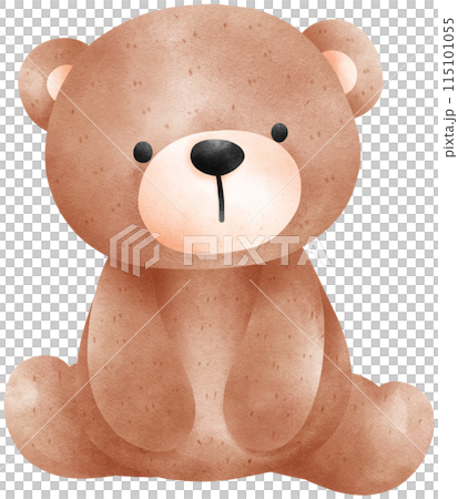 Cute teddy bear watercolor illustration 115101055
