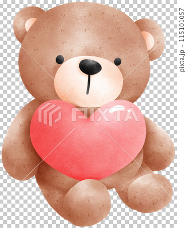 Cute teddy bear with heart watercolor illustration Cute teddy bear with heart watercolor illustration 115101057