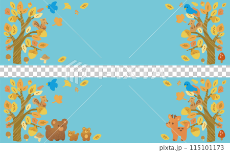 バナー フレーム 秋 動物 木 葉 紅葉 水彩 手描き かわいい 背景 イラスト素材セット バナー フレーム 秋 動物 木 葉 紅葉 水彩 手描き かわいい 背景 イラスト素材セット 115101173