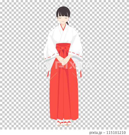 お辞儀をする神社の巫女さんのイラスト 115101210