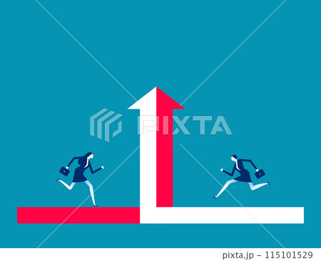 Business partner running to join direction together to success target Business partner running to join direction together to success target 115101529