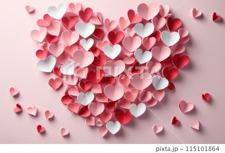 Happy valentine concept with multi layered paper cut style background. Background with paper cut Happy valentine concept with multi layered paper cut style background. Background with paper cut 115101864