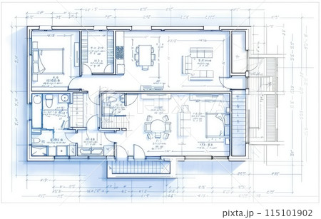 Interior design, home project and house architecture plan 115101902