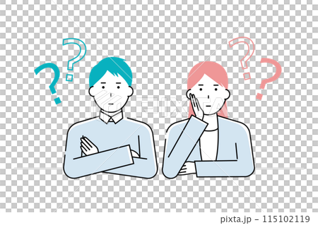 Young couple, couple, man and woman feeling doubts 115102119