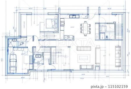 Interior design, home project and house architecture plan 115102159