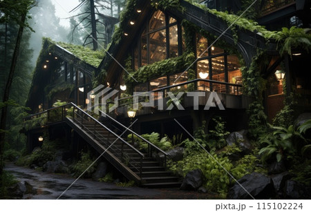 Company building forest decorate, Green company zero carbon concept. generation and achieve ESG goals 115102224