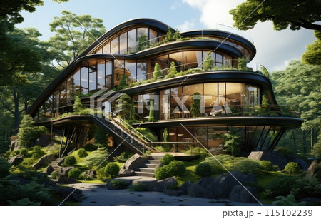 Company building forest decorate, Green company zero carbon concept. generation and achieve ESG goals 115102239