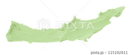 Green plasticine brush isolated on white background. Green plasticine brush isolated on white background. 115102811